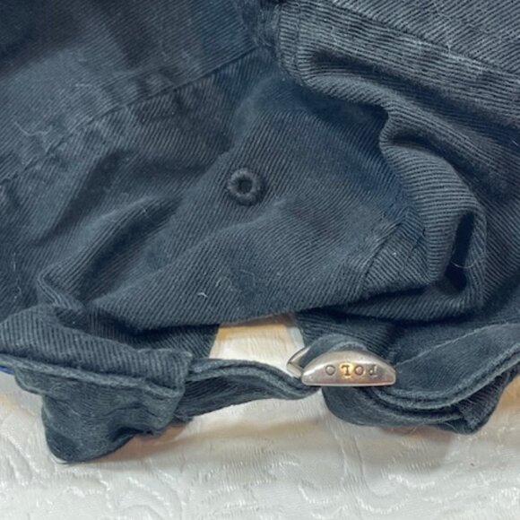 Polo Ralph Lauren Cotton Embroidered Logo Black Baseball Cap Hat Adjustable - Picture 12 of 12